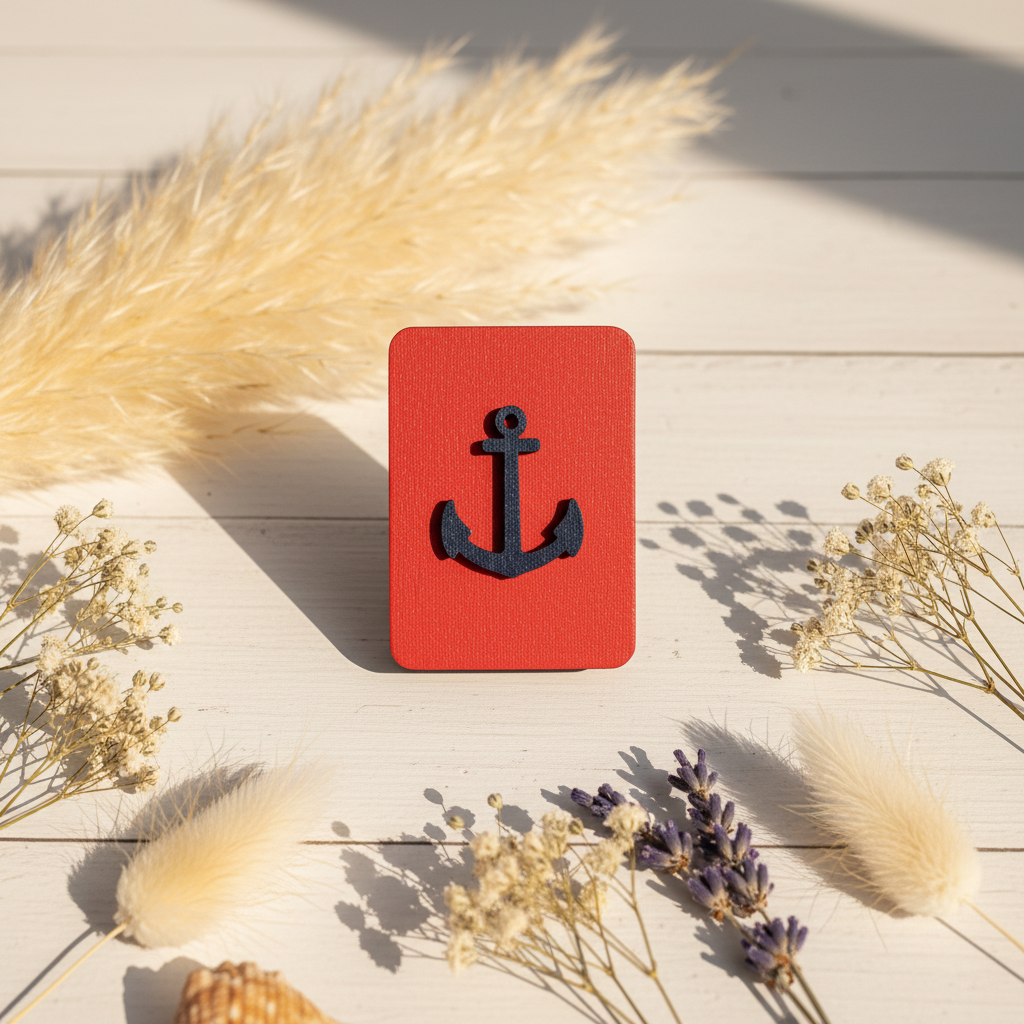 Wooden needle case. Anchor. KF056/39 Wizardi