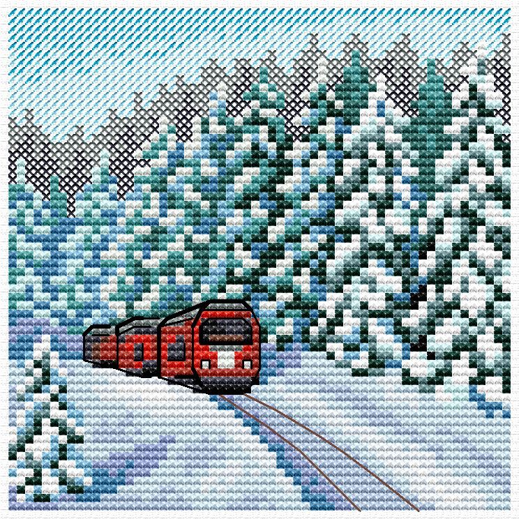 Cross Stitch Kit "Through the Winter Forest" MP Studia SM-988 – Snowy Landscape