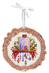 Cross stitch kit with wooden base "Miniature. House on a shelf" SO-108