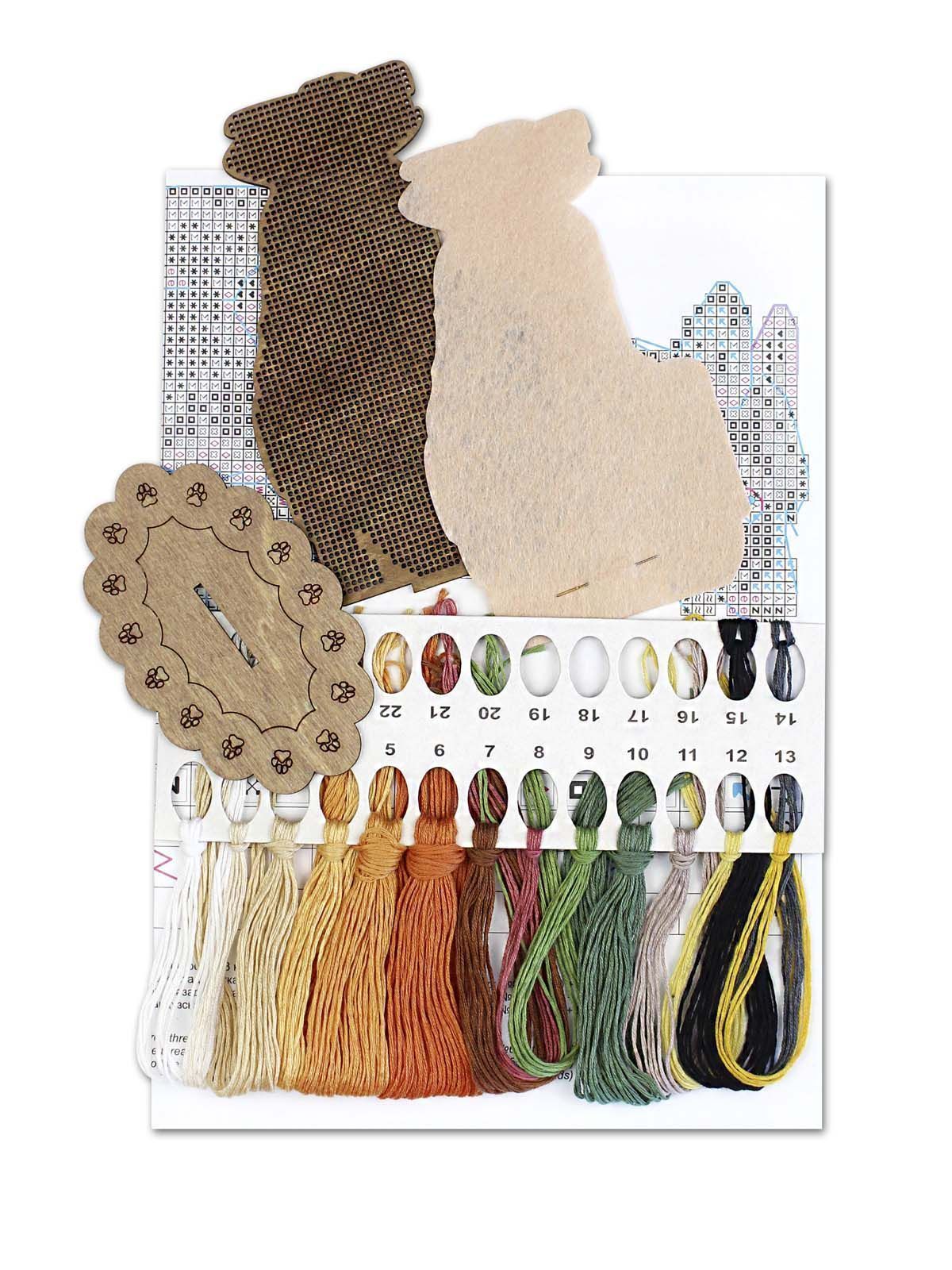 Kit de punto de cruz sobre madera MP Studia SO-163 Corgi and Ottoman – Corgi con Puf 16x12x7 cm