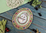 Cross Stitch Embroidery on Wooden Base "Miniature. Sleeping Bunny" SO-113 by MP Studia