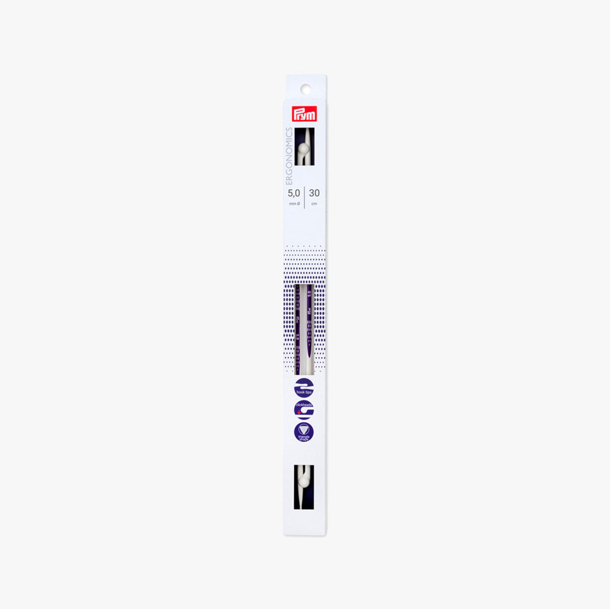 Prym 30cm Ergonomic Knitting Needles with Click Heads to Work with Comfort and Precision