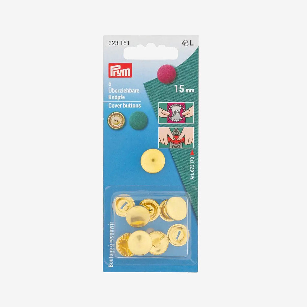Pack of 6 Prym 15 mm Coverable Buttons - Create Custom Buttons for your Projects