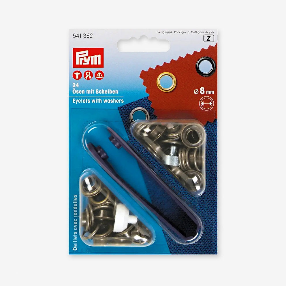Kit de Ojetes con Arandela 8 mm Prym 541362 - accesorio Prym para cierres y accesorios de prendas
