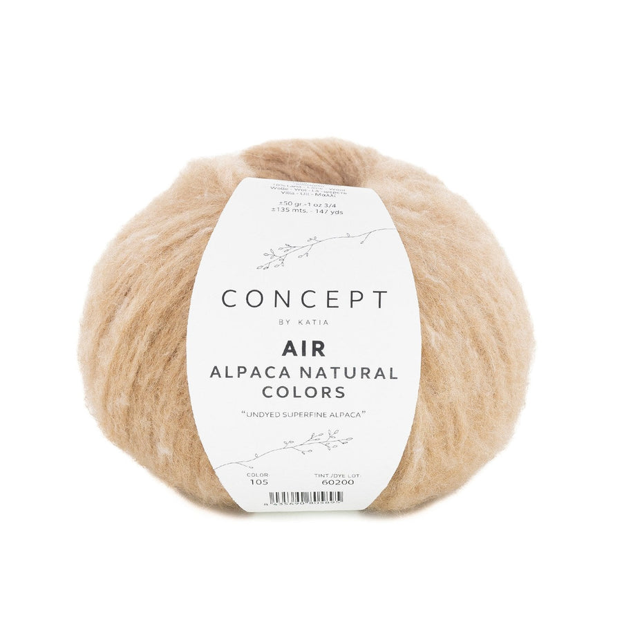 Katia Air Alpaca Natural Colors: Lana Sin Teñir con Efecto Perchado para Creaciones Únicas