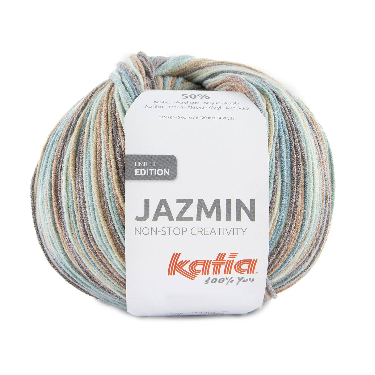 Katia JAZMIN en couleurs pastel - Laine en édition limitée avec toucher doux et imprimé multicolore