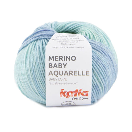 Laine mérinos Baby Aquarelle en 3 couleurs pour bébé par Katia - Douce, durable et respectueuse de l'environnement