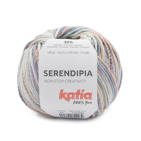 Serendipia cotton yarn by Katia with a multicolored ribbon look for knitting fresh and colorful garments in spring and summer