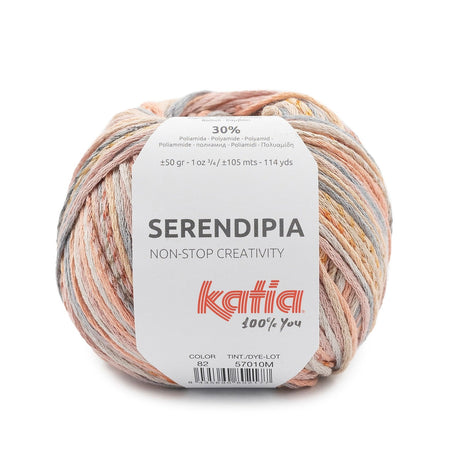 Serendipia cotton yarn by Katia with a multicolored ribbon look for knitting fresh and colorful garments in spring and summer
