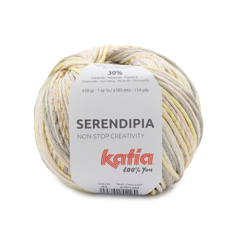Fil de coton Katia Serendipia à l'aspect d'un ruban multicolore pour tricoter des vêtements frais et colorés au printemps et en été