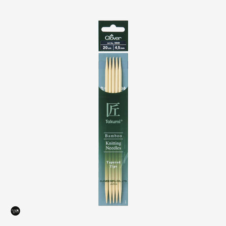Aiguilles à tricoter double pointe en bambou Takumi 20 cm Trèfle | Qualité et Confort