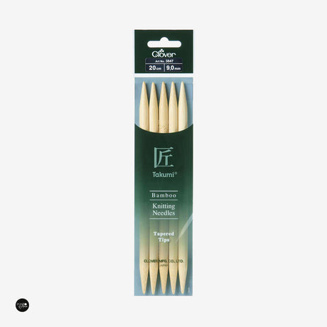 Aiguilles à tricoter double pointe en bambou Takumi 20 cm Trèfle | Qualité et Confort